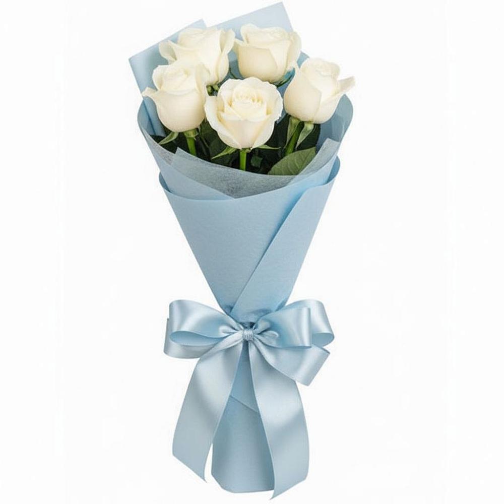 Букет 5 Белых роз Проуд в Тарко-Сале