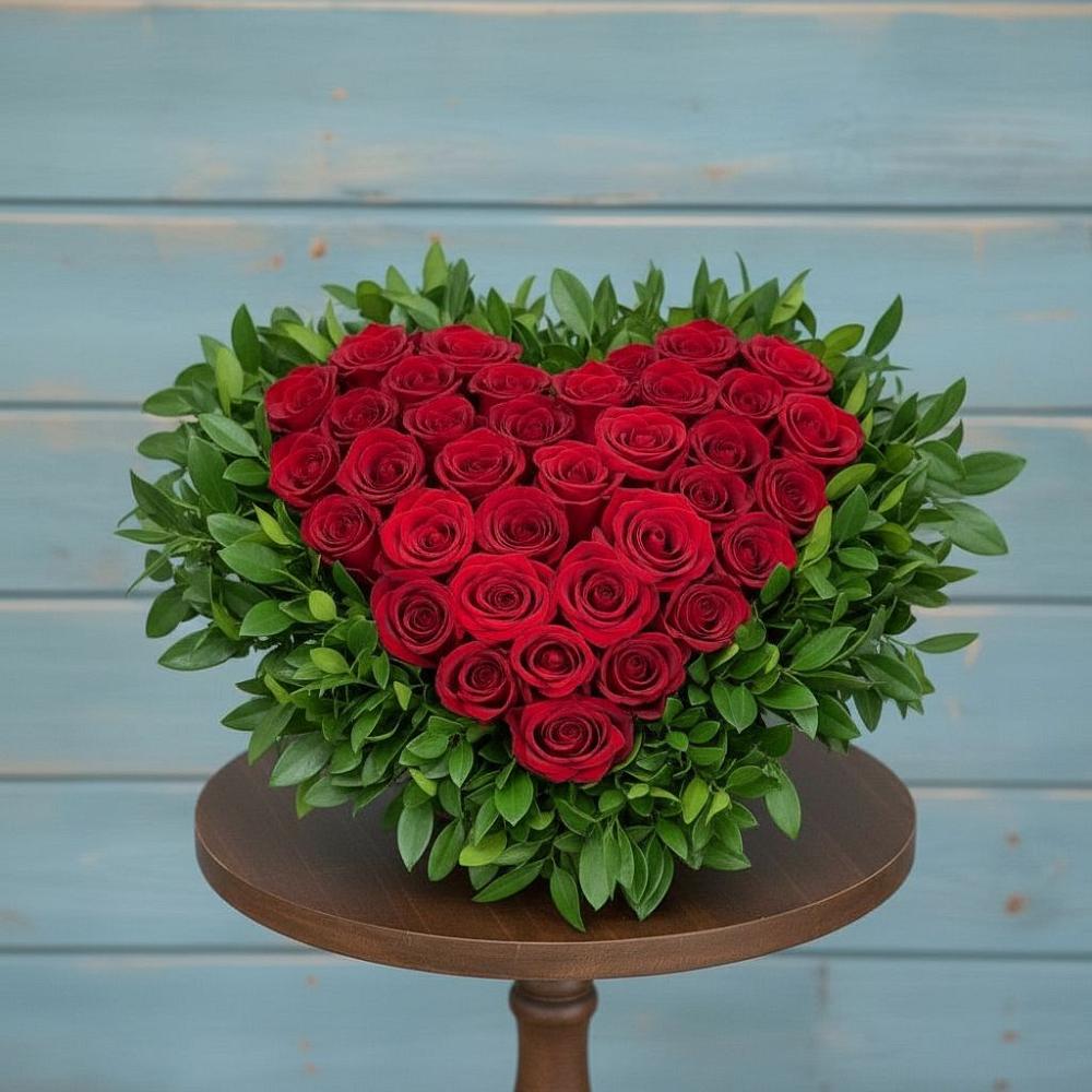 Цветочная композиция из Розы в виде сердца в Тарко-Сале