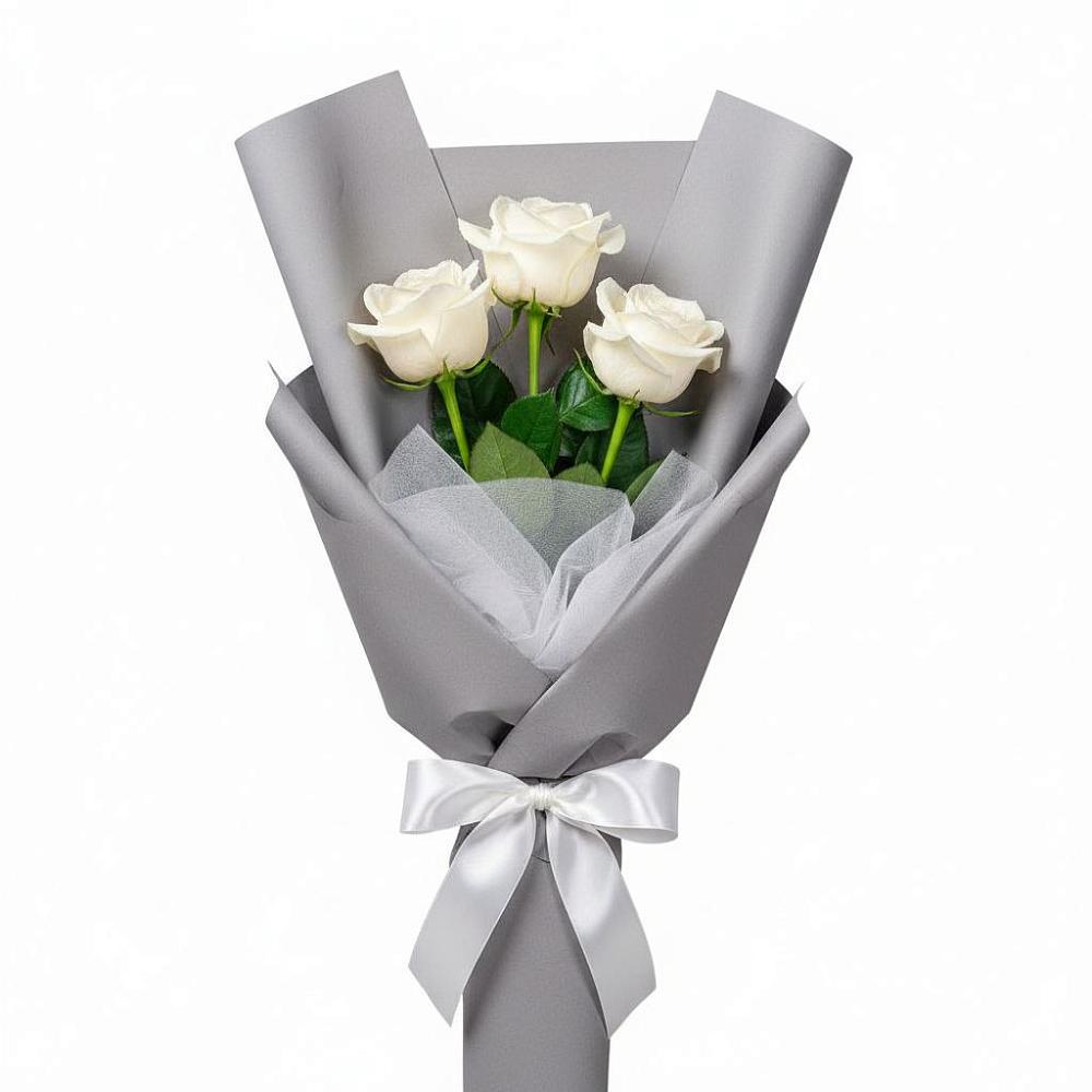 Букет 3 белые розы в Тарко-Сале