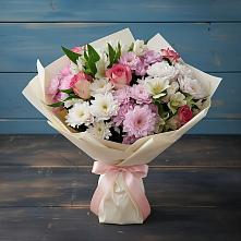 Букет цветов из:  Хризантемы, Альстромерии и Розы в Тарко-Сале