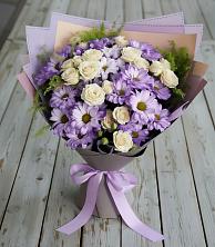 Букет цветов из:  Хризантемы и Розы в Тарко-Сале